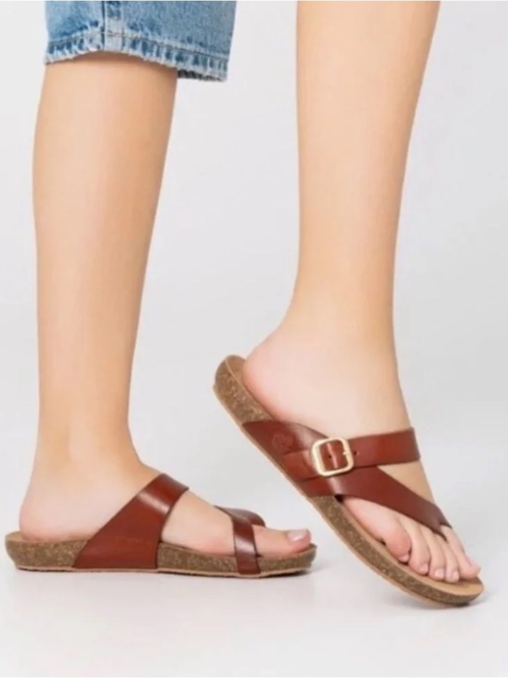 Yokono Brown Leather Toe Loop Spanish Sandals -8